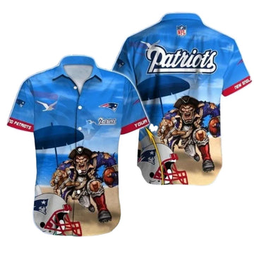 Personalized New England Patriots Starry Skyline Mascot Hawaiian Shirt - Moonbestprint