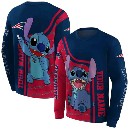 Personalized New England Patriots Stitch Blue AOP Sweatshirt - Moonbestprint