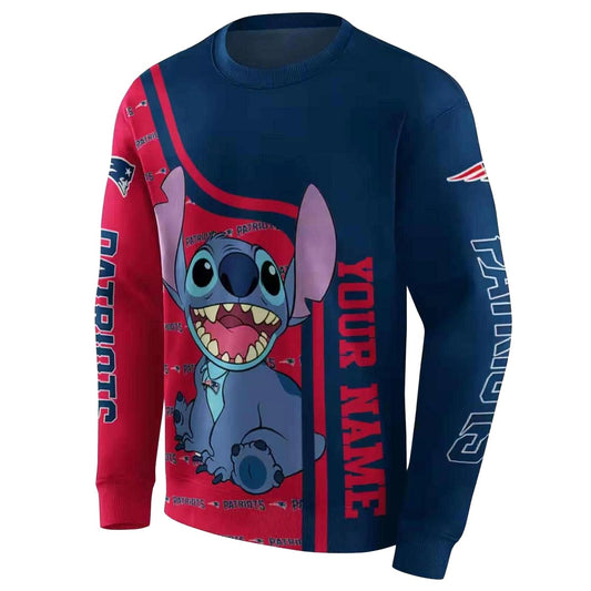 Personalized New England Patriots Stitch Blue AOP Sweatshirt - Moonbestprint