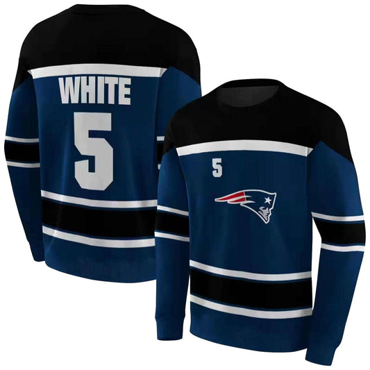 Personalized New England Patriots Striped Pattern Blue AOP Sweatshirt - Moonbestprint