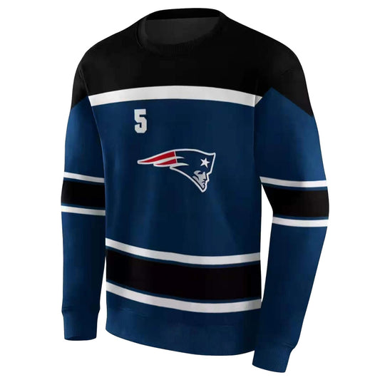 Personalized New England Patriots Striped Pattern Blue AOP Sweatshirt - Moonbestprint