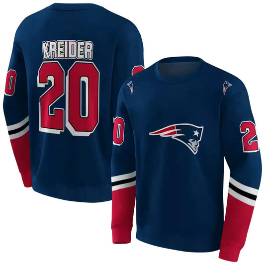 Personalized New England Patriots Striped Sleeves Blue AOP Sweatshirt - Moonbestprint