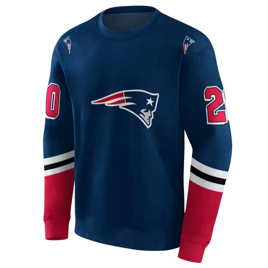 Personalized New England Patriots Striped Sleeves Blue AOP Sweatshirt - Moonbestprint