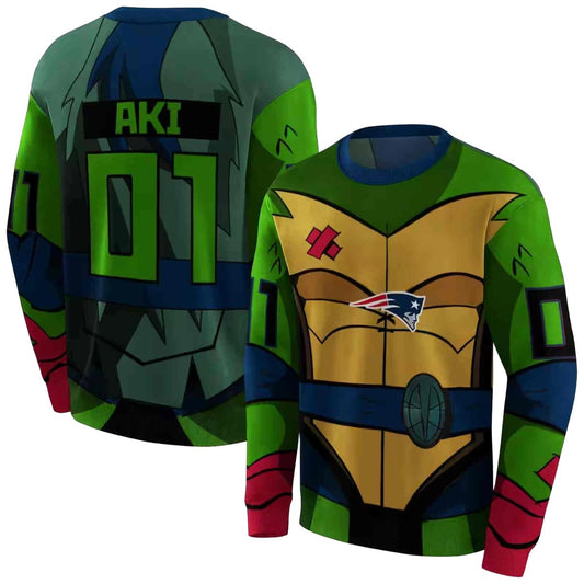 Personalized New England Patriots Superhero Armor Blue Green AOP Sweatshirt - Moonbestprint