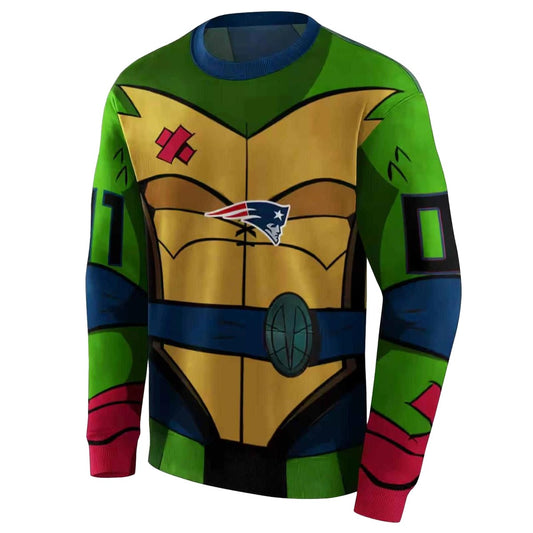 Personalized New England Patriots Superhero Armor Blue Green AOP Sweatshirt - Moonbestprint