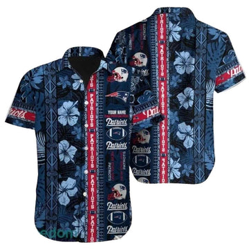 Personalized New England Patriots Tribal Floral Hawaiian Shirt - Moonbestprint