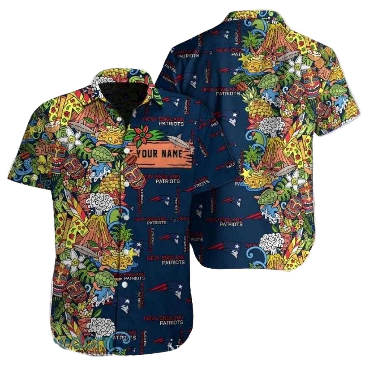 Personalized New England Patriots Tropical Fiesta Hawaiian Shirt - Moonbestprint