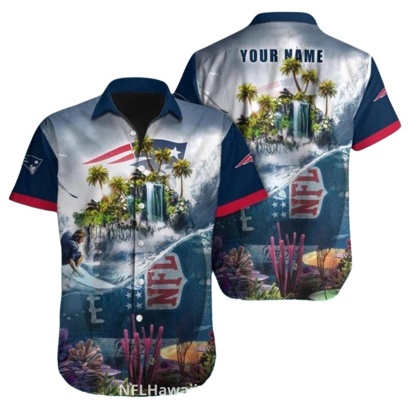 Personalized New England Patriots Tropical Island Escape Hawaiian Shirt - Moonbestprint