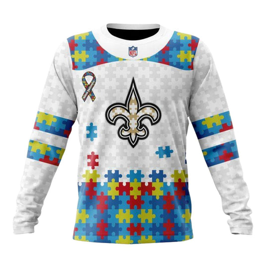 Personalized New Orleans Saints Autism Awareness AOP Sweatshirt - Moonbestprint
