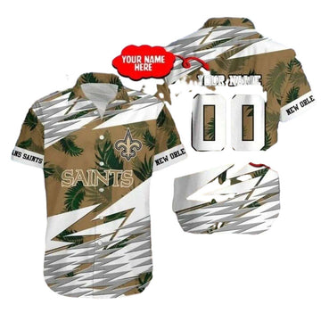 Personalized New Orleans Saints Camo Palm Tropical Hawaiian Shirt - Moonbestprint