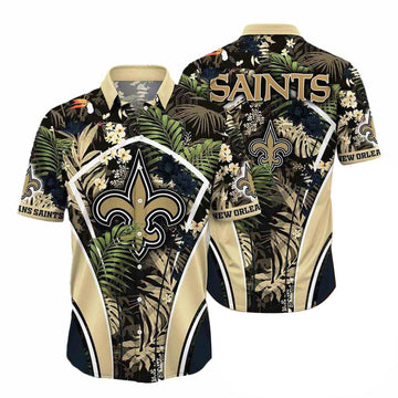 Personalized New Orleans Saints Flower Summer Tropical Hawaiian Shirt - Moonbestprint