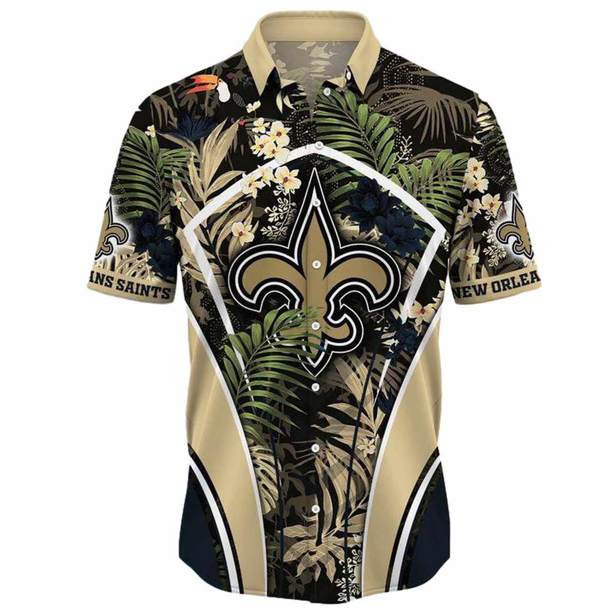 Personalized New Orleans Saints Flower Summer Tropical Hawaiian Shirt - Moonbestprint
