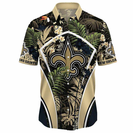 Personalized New Orleans Saints Flower Summer Tropical Hawaiian Shirt - Moonbestprint