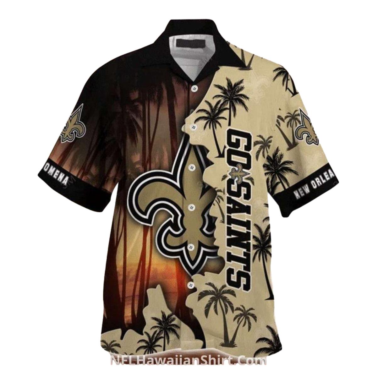 Personalized New Orleans Saints Go Saints Sunset Palm Hawaiian Shirt - Moonbestprint
