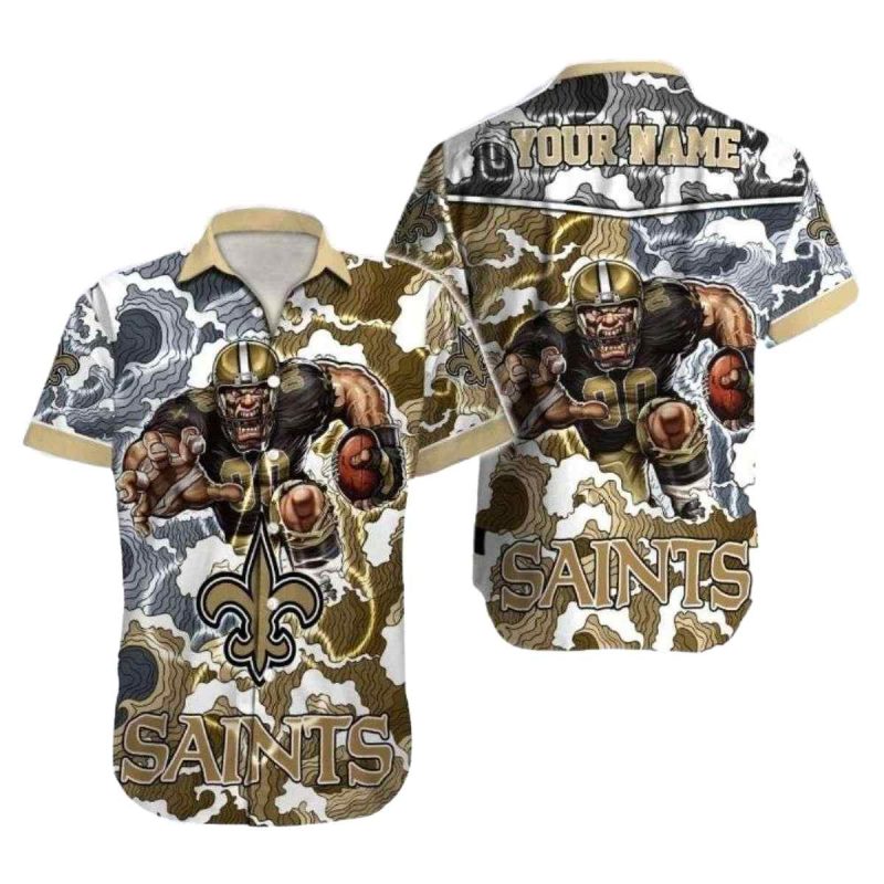 Personalized New Orleans Saints Gold Rush Saints Mascot Hawaiian Shirt - Moonbestprint