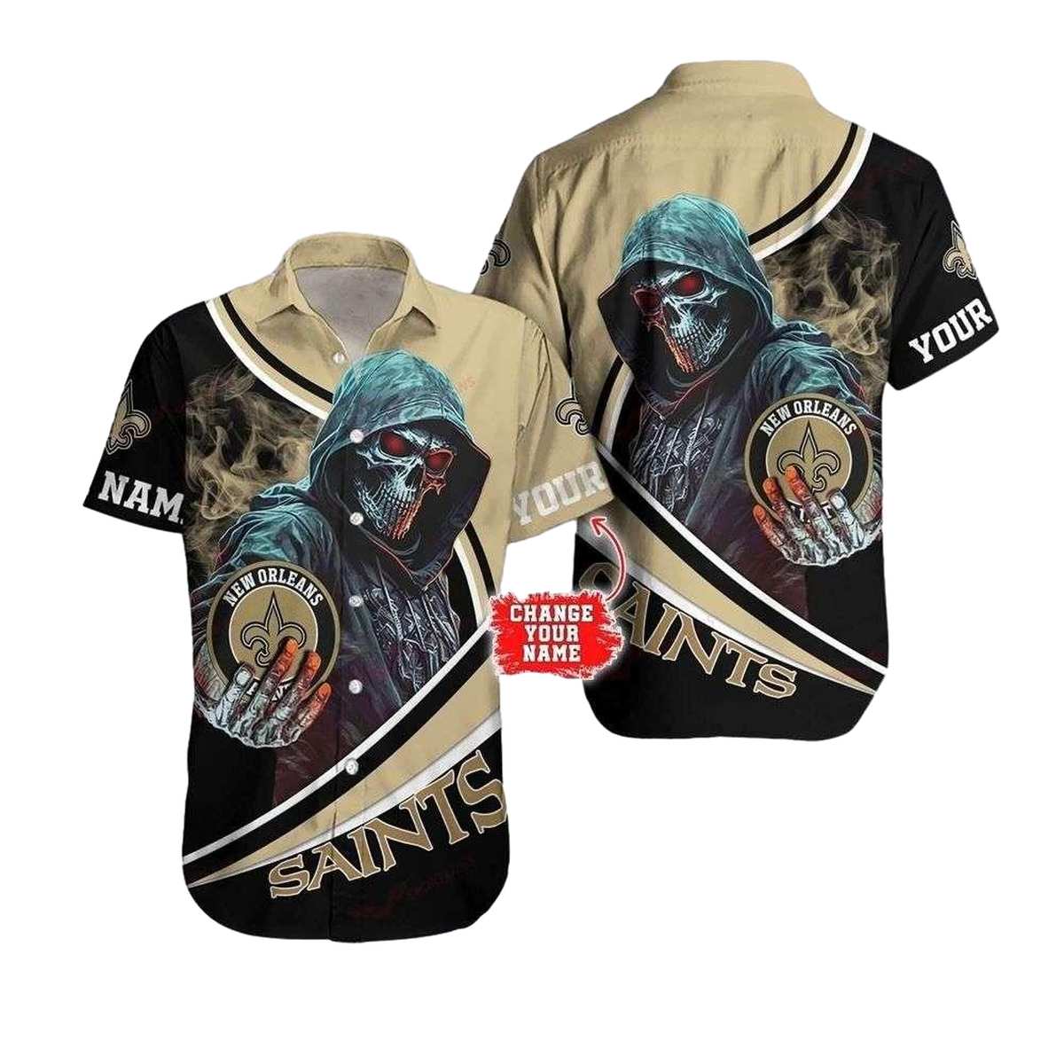 Personalized New Orleans Saints Grim Defender Hawaiian Shirt - Moonbestprint