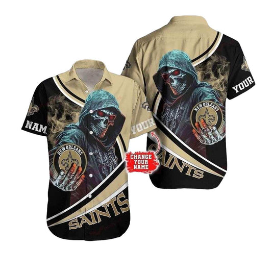 Personalized New Orleans Saints Grim Defender Hawaiian Shirt - Moonbestprint