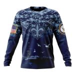 Personalized New Orleans Saints Honor US Navy Veterans AOP Sweatshirt - Moonbestprint