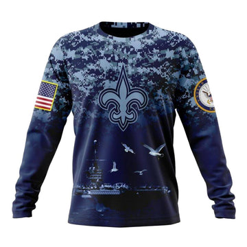Personalized New Orleans Saints Honor US Navy Veterans AOP Sweatshirt - Moonbestprint