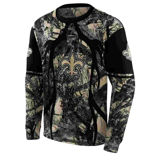 Personalized New Orleans Saints Hunting Theme Gold Black AOP Sweatshirt - Moonbestprint