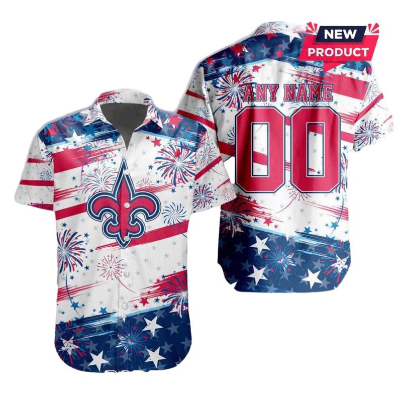 Personalized New Orleans Saints Independence Day 4th Of July Hawaiian Shirt - Moonbestprint