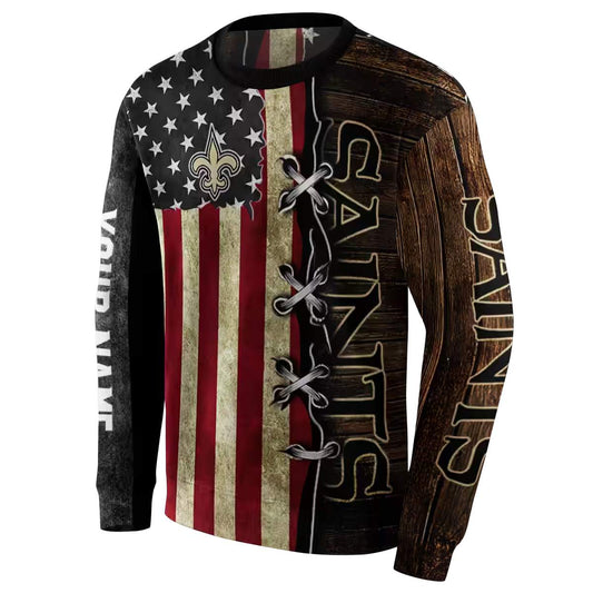 Personalized New Orleans Saints Logo And American Pride AOP Sweatshirt - Moonbestprint