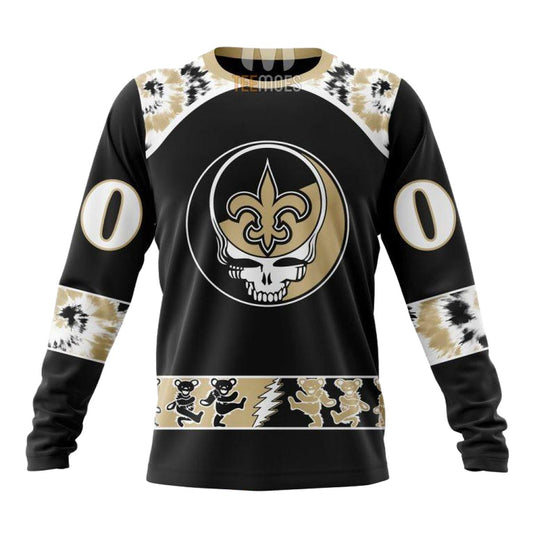 Personalized New Orleans Saints Logo And Grateful Dead AOP Sweatshirt - Moonbestprint