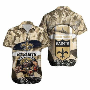 Personalized New Orleans Saints Logo And Mascot Hawaiian Shirt - Moonbestprint