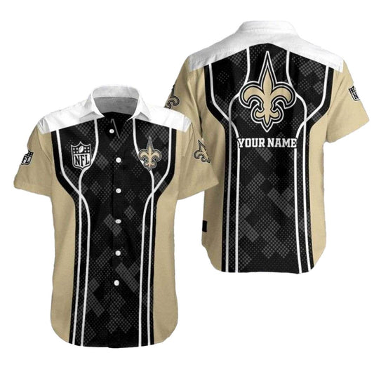Personalized New Orleans Saints Logo In My Heart Black And Gold Hawaiian Shirt - Moonbestprint