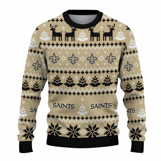 Personalized New Orleans Saints Logo In My Heart Christmas Pattern Gold AOP Sweatshirt - Moonbestprint
