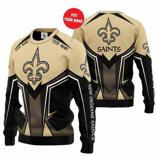 Personalized New Orleans Saints Logo In My Heart Golden Black AOP Sweatshirt - Moonbestprint