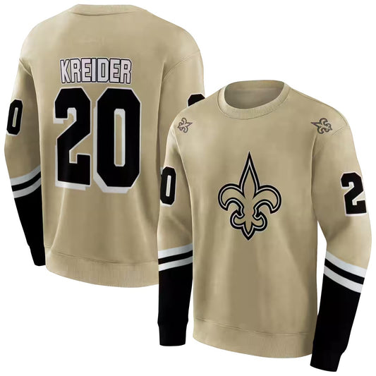 Personalized New Orleans Saints Logo Inside Me Striped Gold Pattern AOP Sweatshirt - Moonbestprint