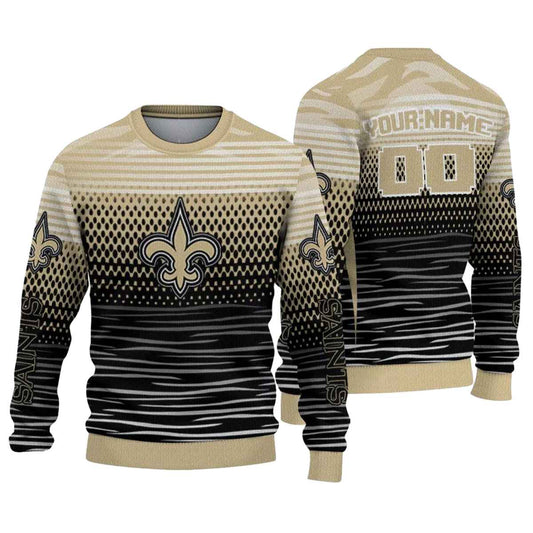 Personalized New Orleans Saints Logo Lover Diamond Mesh AOP Sweatshirt - Moonbestprint