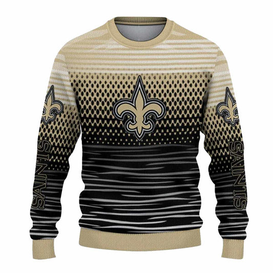 Personalized New Orleans Saints Logo Lover Diamond Mesh AOP Sweatshirt - Moonbestprint