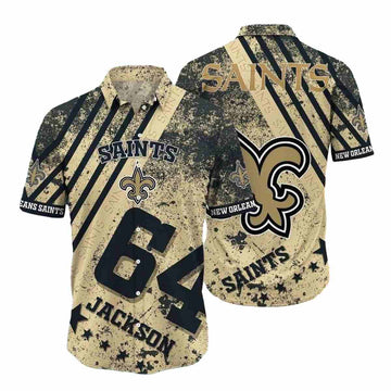 Personalized New Orleans Saints Logo Retro Gold Hawaiian Shirt - Moonbestprint