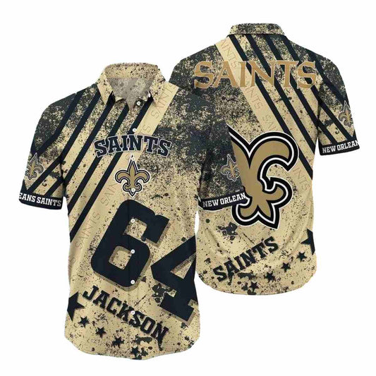 Personalized New Orleans Saints Logo Retro Gold Hawaiian Shirt - Moonbestprint