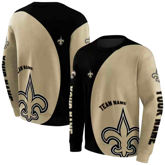 Personalized New Orleans Saints Minimalist Design Gold Black AOP Sweatshirt - Moonbestprint