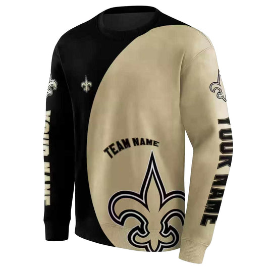Personalized New Orleans Saints Minimalist Design Gold Black AOP Sweatshirt - Moonbestprint