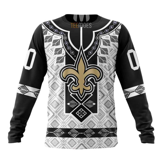 Personalized New Orleans Saints Native Pattern AOP Sweatshirt - Moonbestprint