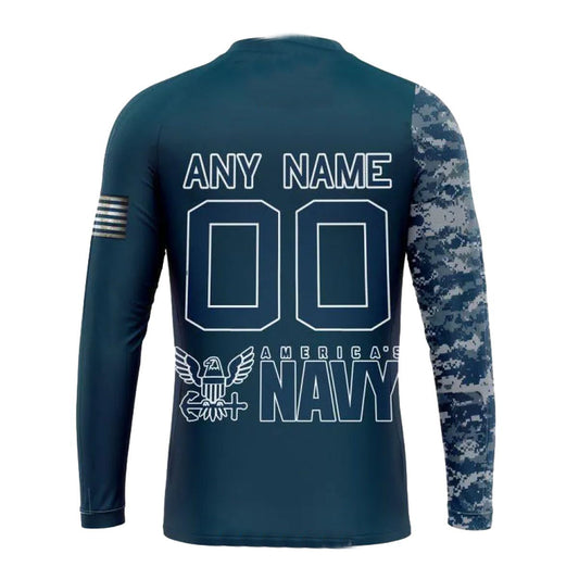 Personalized New Orleans Saints Navy Skull Camo Veteran AOP Sweatshirt - Moonbestprint