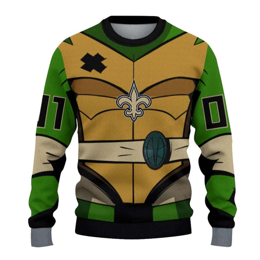 Personalized New Orleans Saints Ninja Turtle Cosplay AOP Sweatshirt - Moonbestprint