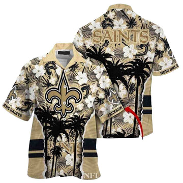 Personalized New Orleans Saints Palm Coconut Shadows Hawaiian Shirt - Moonbestprint