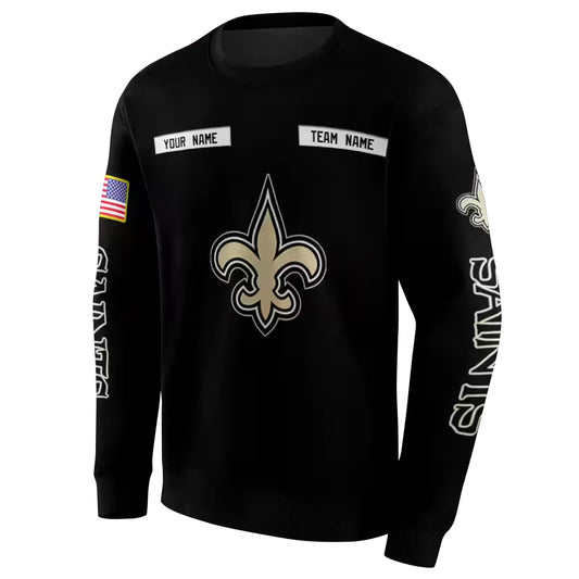 Personalized New Orleans Saints Punisher Skull Black AOP Sweatshirt - Moonbestprint