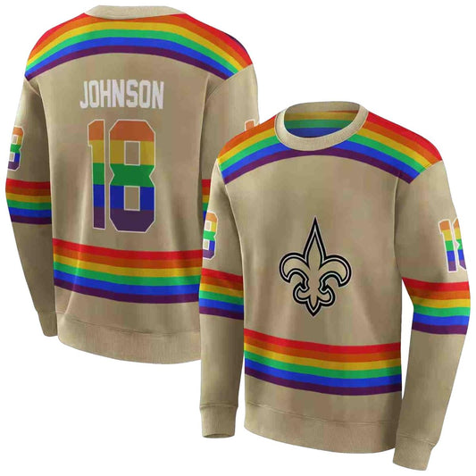 Personalized New Orleans Saints Rainbow Stripes Gold AOP Sweatshirt - Moonbestprint