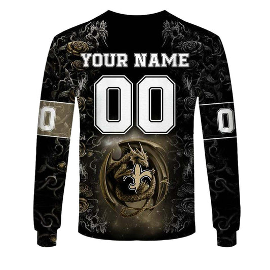 Personalized New Orleans Saints Rose Dragon AOP Sweatshirt - Moonbestprint