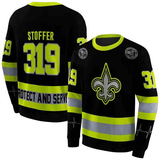 Personalized New Orleans Saints Safety Motif Black Neon Green AOP Sweatshirt - Moonbestprint