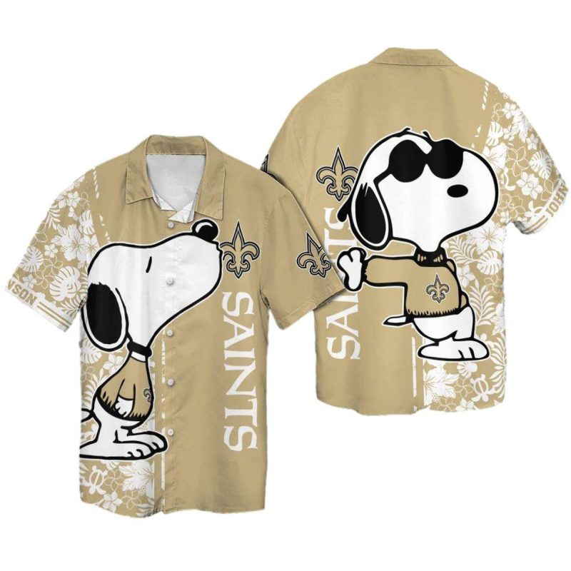 Personalized New Orleans Saints Snoopy Kiss Logo Hawaiian Shirt - Moonbestprint