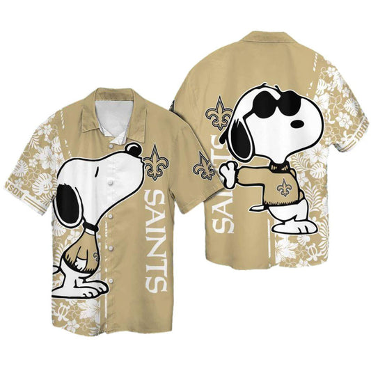 Personalized New Orleans Saints Snoopy Kiss Logo Hawaiian Shirt - Moonbestprint
