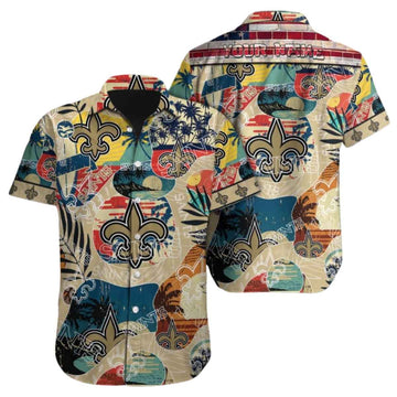 Personalized New Orleans Saints Special Vintage Style Hawaiian Shirt - Moonbestprint