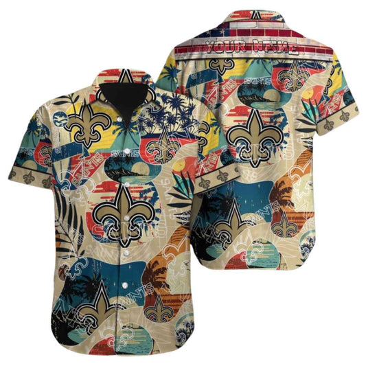 Personalized New Orleans Saints Special Vintage Style Hawaiian Shirt - Moonbestprint